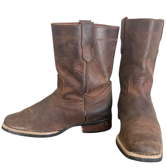 CABALLO DURADO Brown Leather Square Toe Cowboy‎ Boots Made in Mexico Size 4 - Picture 1 of 8